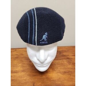 Kangol Blue Wool Driving Hat Men's Medium Blanket Stripe Newsboy Cap